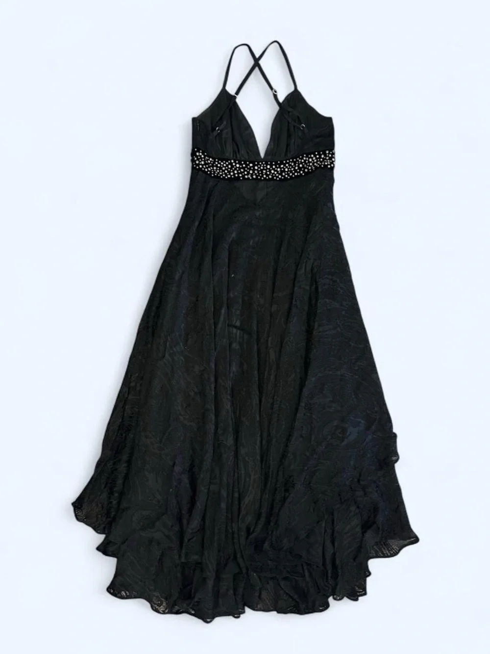 Y2K Bebe Black Studded High Low Formal Dress - Picture 8 of 9